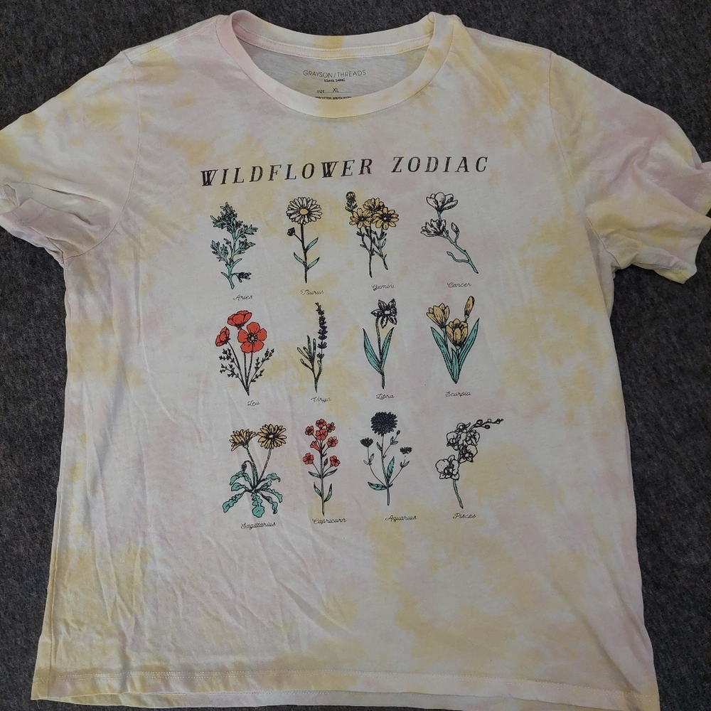 Grayson Threads Wildflower Zodiac tie-dye‎ T-Shirt Large